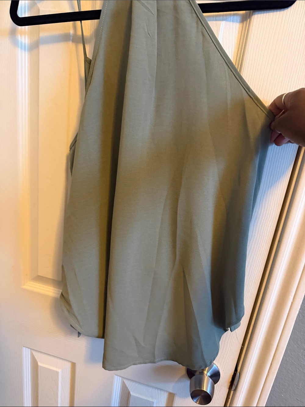 NWOT SHEIN Olive Green Draped Cami Spaghetti Strap Blouse - Picture 5 of 5